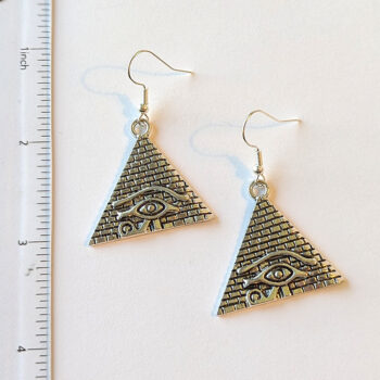 Egyptian Eye of Horus Silver Pyramid Earrings - Image 2