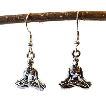 Silver Yoga Meditation Lotus Position Earrings