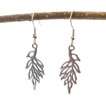 Hollow Leaf Earrings Antique Silver