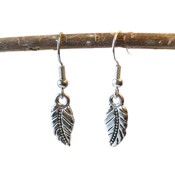 Antique Silver Dainty Leaf Earrings