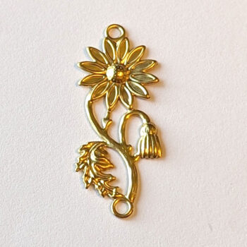 Stainless Steel Filigree Daisy Flower With Stem Connector Gold