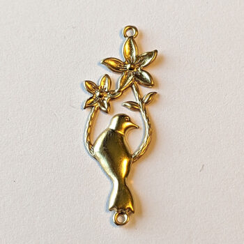 Stainless Steel Filigree Bird Branch Flowers Connector Gold