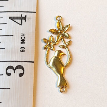 Stainless Steel Filigree Bird Branch Flowers Connector Gold - Image 2