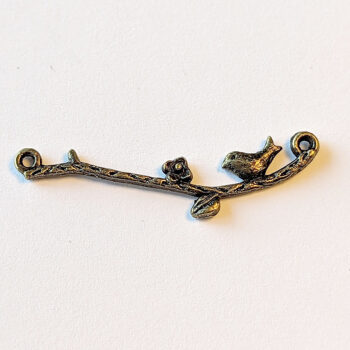 Bird Branch Flowers Pendant / Connector Antique Bronze