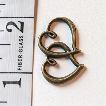 Double Hearts Connector / Pendant Antique Bronze - Image 2