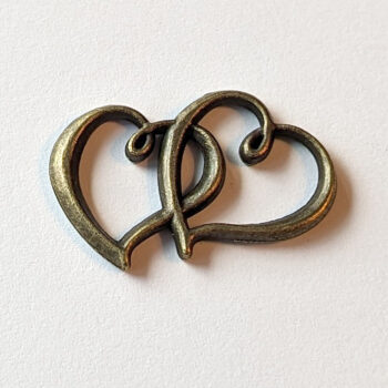 Double Hearts Connector / Pendant Antique Bronze