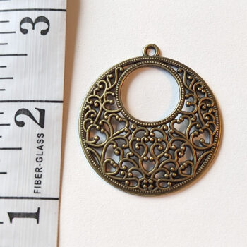 Large Decorative Round Hoop Pendant Antique Bronze - Image 2