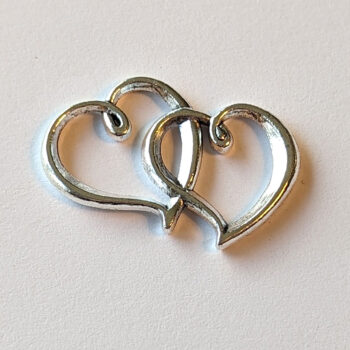 Double Hearts Connector / Pendant Antique Silver