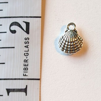 Double Sided Scallop Shell Charm Antique Silver - Image 3