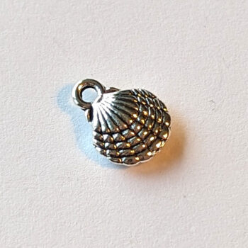 Double Sided Scallop Shell Charm Antique Silver - Image 2