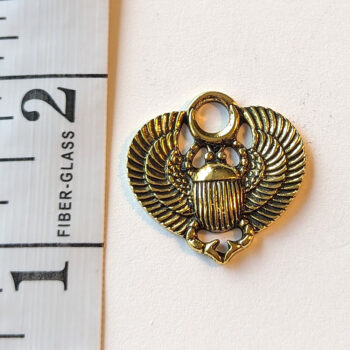 Egyptian Scarab Beetle With Wings Pendant Antique Gold - Image 2