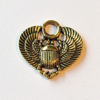 Egyptian Scarab Beetle With Wings Pendant Antique Gold