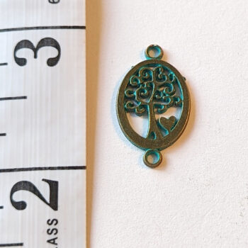 Antique Bronze Patina Tree Oval Hoop Connector - Image 2