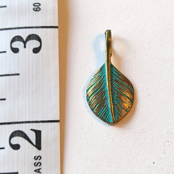 Antique Bronze Patina Small Leaf Pendant - Image 2