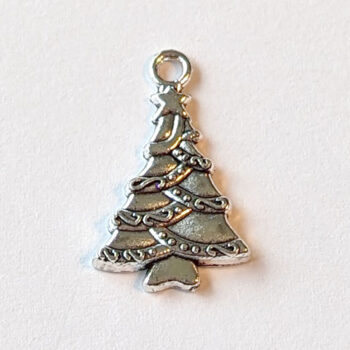 Christmas Tree With Decorations Charm Silver