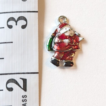 Christmas Santa Clause With Toy Sack Enamel Charm Silver - Image 2