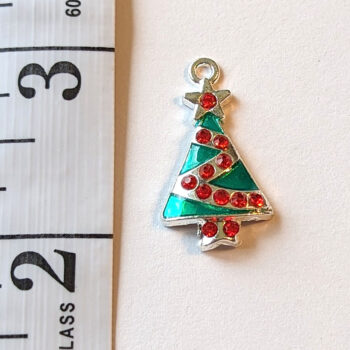 Christmas Tree With Steamers Enamel Charm Silver - Image 2