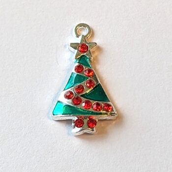 Christmas Tree With Steamers Enamel Charm Silver