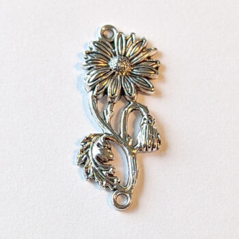 Filigree Daisy Flower With Stem Connector Antique Silver