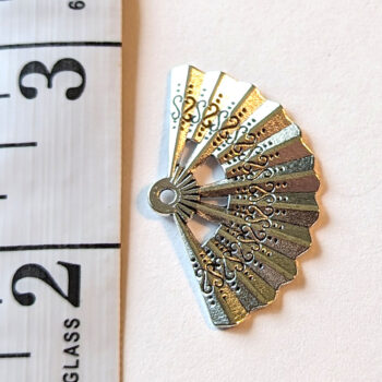 Decorative Folding Fan Pendant Antique Silver - Image 2