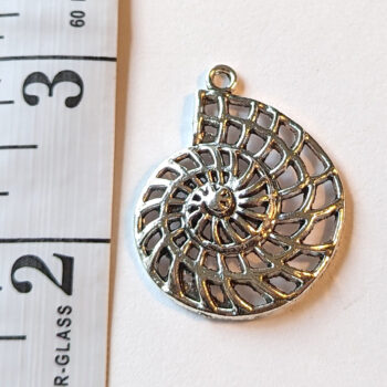 Hollow Shark Eye Shell Pendent Antique Silver - Image 2