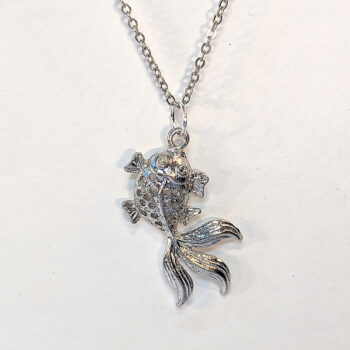 Antique Silver Hollow Goldfish Fish Necklace - Image 4