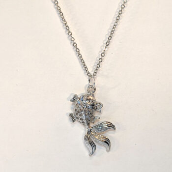 Antique Silver Hollow Goldfish Fish Necklace - Image 3