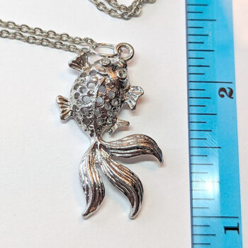 Antique Silver Hollow Goldfish Fish Necklace - Image 2