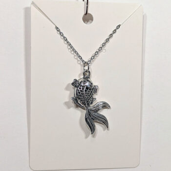 Antique Silver Hollow Goldfish Fish Necklace - Image 5