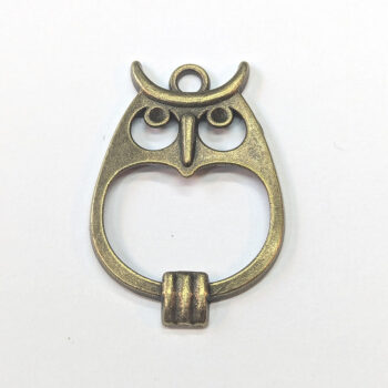 Oval Hollow Owl Charm Antique Bronze - Image 4