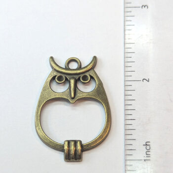 Oval Hollow Owl Charm Antique Bronze - Image 5