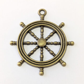 Antique Bronze Boat Ship Wheel Nautical Charm