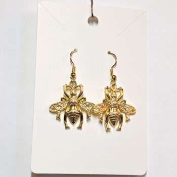 Medium Gold Bee Earrings - Image 3