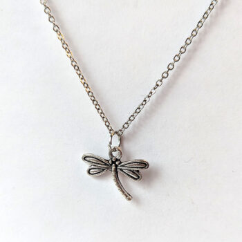 Small Antique Silver Dragonfly Necklace