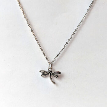 Small Antique Silver Dragonfly Necklace - Image 4