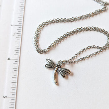 Small Antique Silver Dragonfly Necklace - Image 3