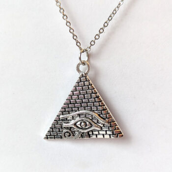 Egyptian Eye of Horus Pyramid Antique Silver Necklace