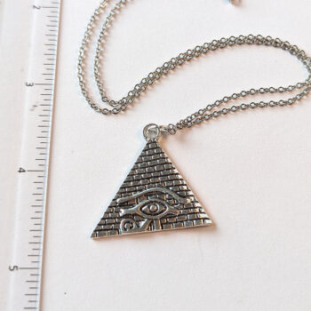 Egyptian Eye of Horus Pyramid Antique Silver Necklace - Image 3