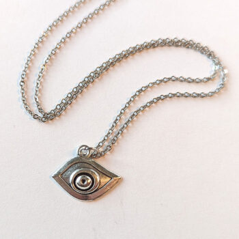 Oval Egyptian Eye of Horus Antique Silver Necklace - Image 2