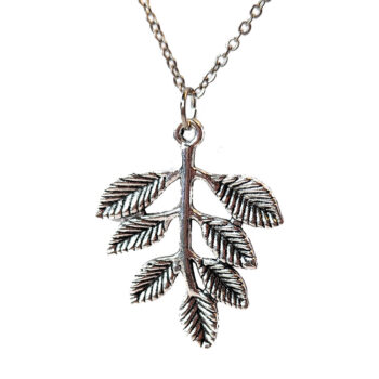 Silver Branch With Leaves Leaf Pendant Necklace