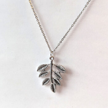 Silver Branch With Leaves Leaf Pendant Necklace - Image 4