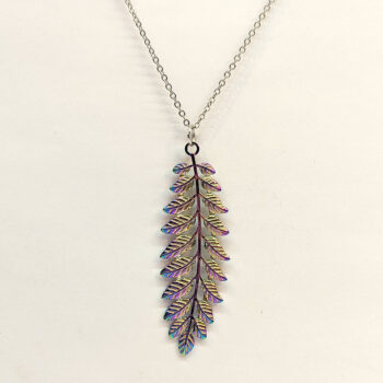 Rainbow Fern Branch Leaf Leaves Stainless Steel Necklace - Image 4