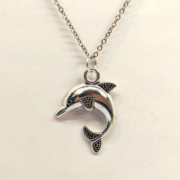 Antique Silver Dolphin Pendant Necklace