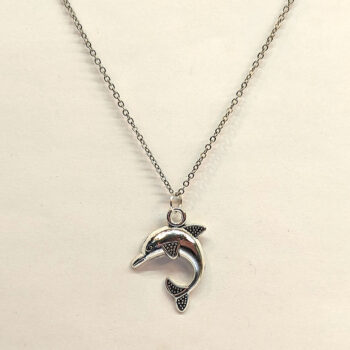 Antique Silver Dolphin Pendant Necklace - Image 2