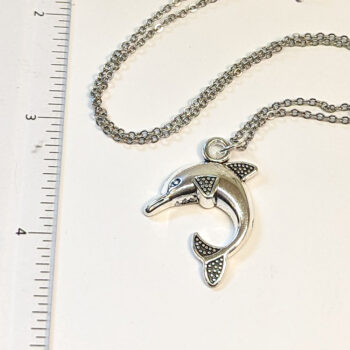 Antique Silver Dolphin Pendant Necklace - Image 4