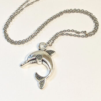 Antique Silver Dolphin Pendant Necklace - Image 3