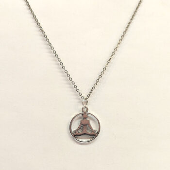 Silver Yoga Meditation Lotus Position Hoop Necklace - Image 4