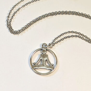 Silver Yoga Meditation Lotus Position Hoop Necklace - Image 2