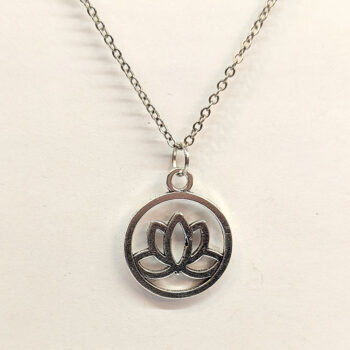 Silver Yoga Lotus Flower Hoop Necklace