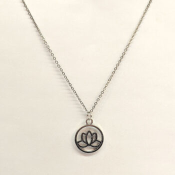 Silver Yoga Lotus Flower Hoop Necklace - Image 4